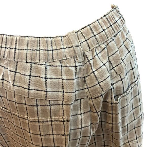 Baxter Wells Neutral Plaid Pattern Linen Blend Pants Sz 10 Preppy Light Academia - Picture 9 of 15